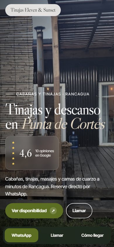 Página para cabañas y tinajas
